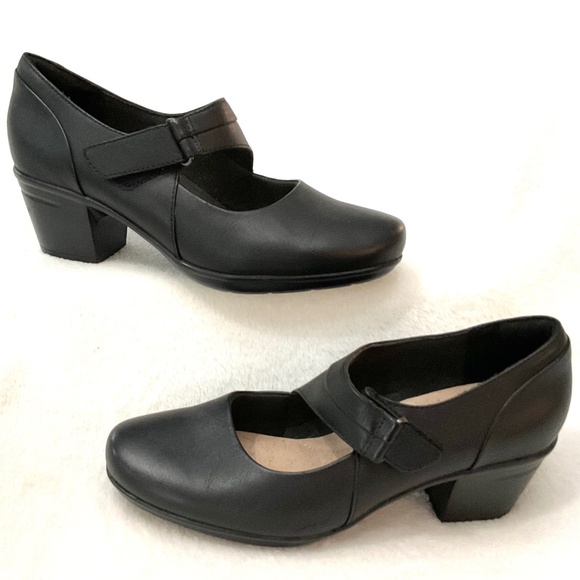 Black Clarks Collection Maryjane Leather Minimalist Flat Comfort Loafer Sz 6.5 - Picture 1 of 13